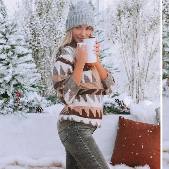 NEW Vici Snowdrift Knit Sweater in Mocha Combo Size Medium - Picture 8 of 10